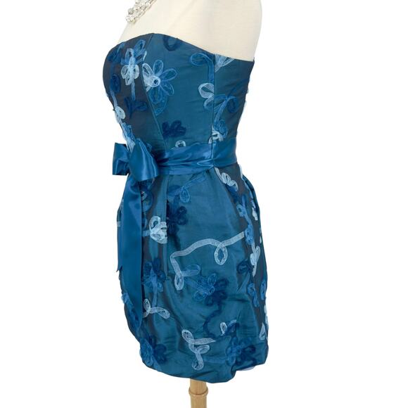 NWT Cache Blue Strapless Bubble Hem Applique Dress Size 2 Y2K Glam Luxe Evening - Picture 5 of 16